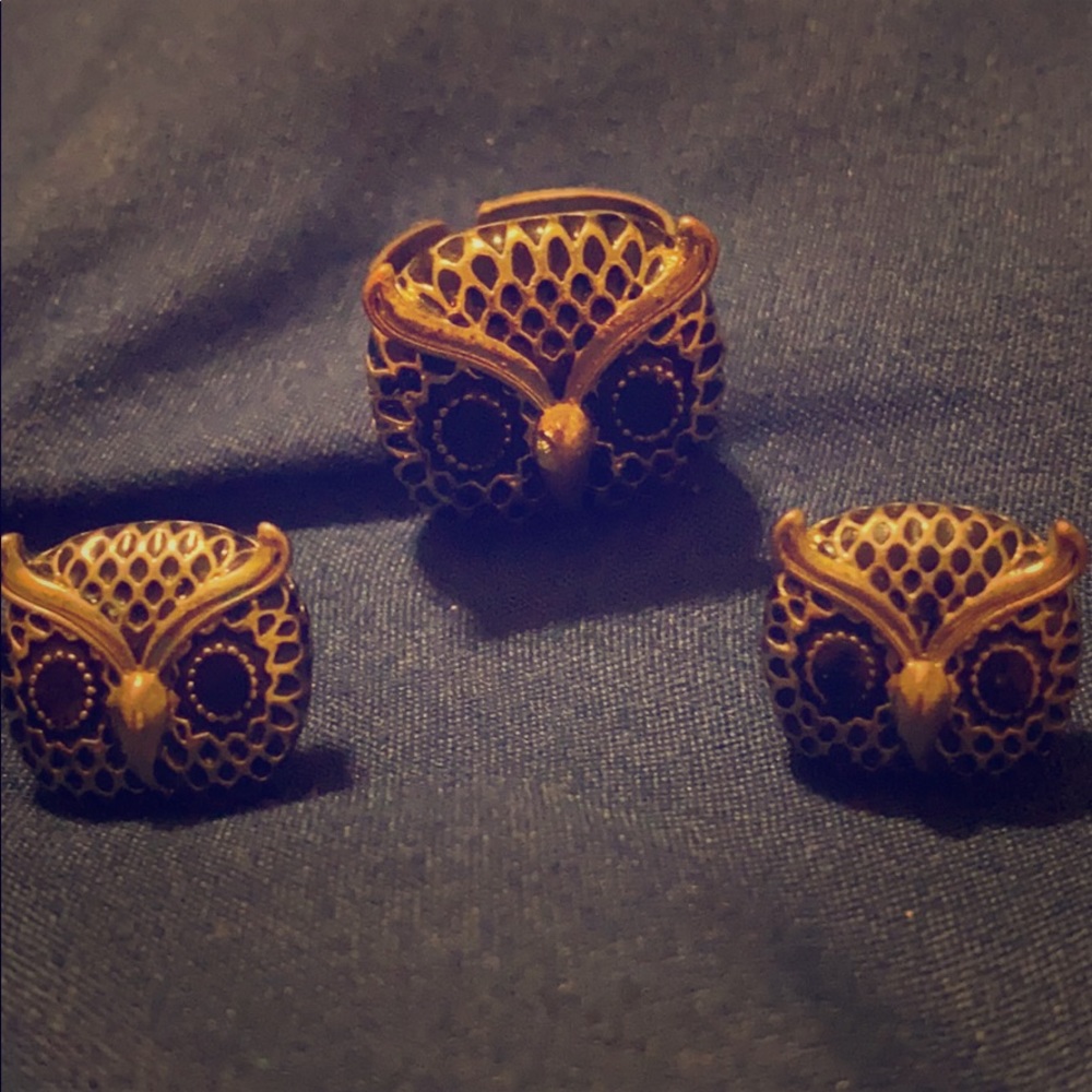 Owl Ring and Earring